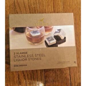 DogHaus Dog Design 2 XLarge Stainless Steel Liquor Stones Paw Print - New